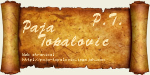 Paja Topalović vizit kartica